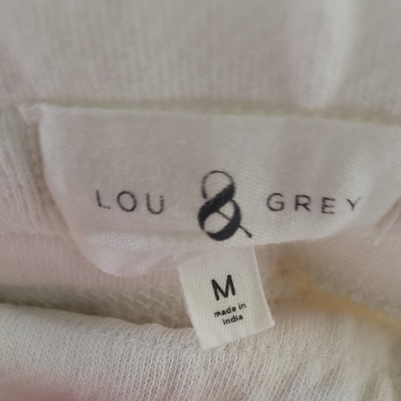 Lou & Grey Cream Polka Dot Embroidered jogger pants‎ with pockets Size Medium - Picture 3 of 12